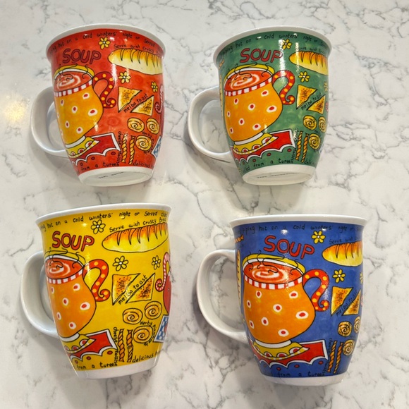 Vintage lot of 4 Soup Mug Cups - Picture 2 of 9